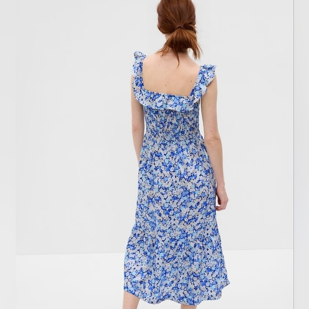 GAP Floral Ruffle Sleeve Midi Dress Medium NWOT - Picture 4 of 9